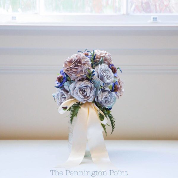 Bridal bouquest made from book page flowers 