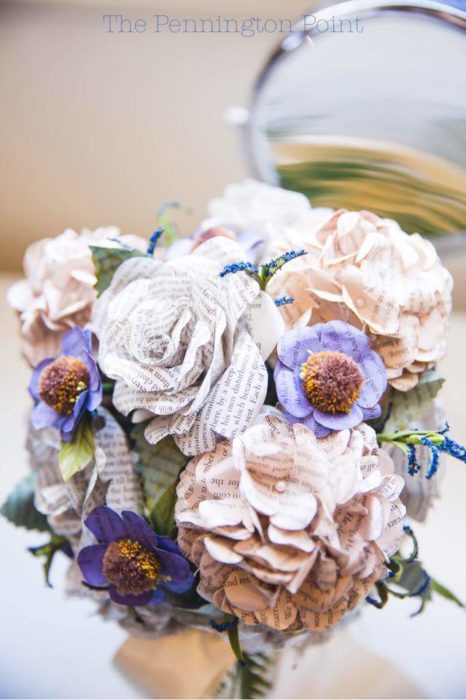 Bride's bouquet made with book page flowers