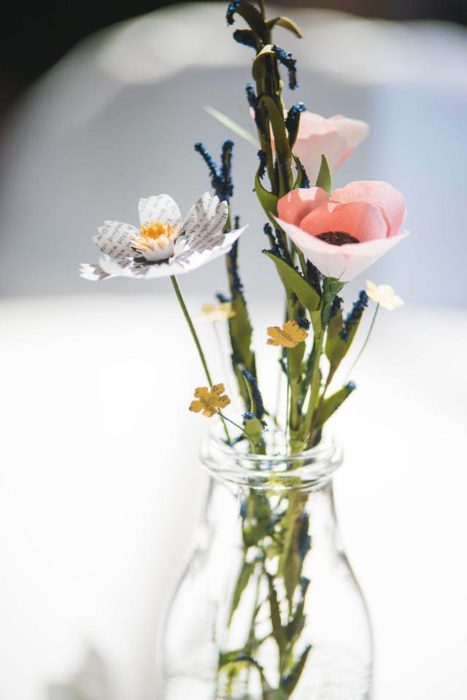 paper flowers for a wedding reception centerpiece